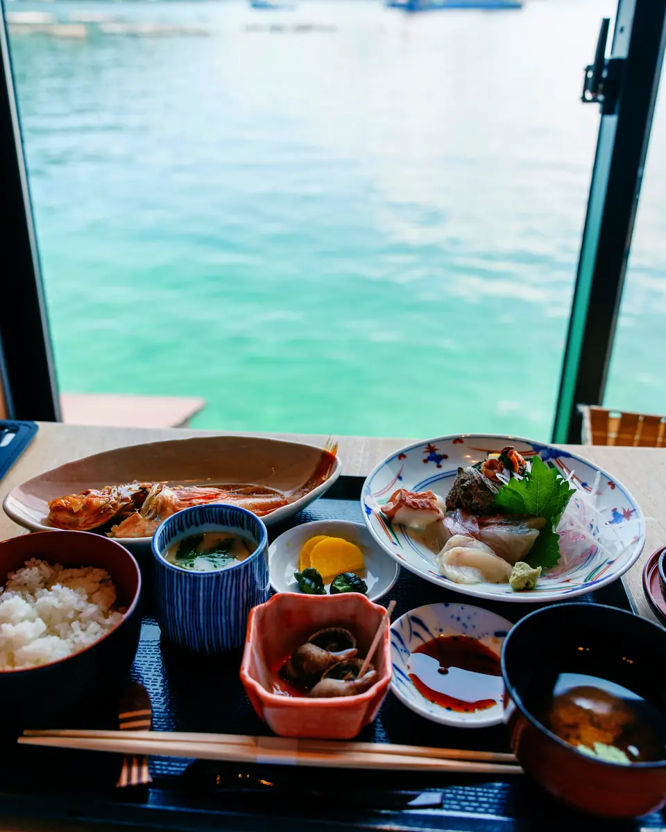 A seafood lunch with a view of Ine Bay