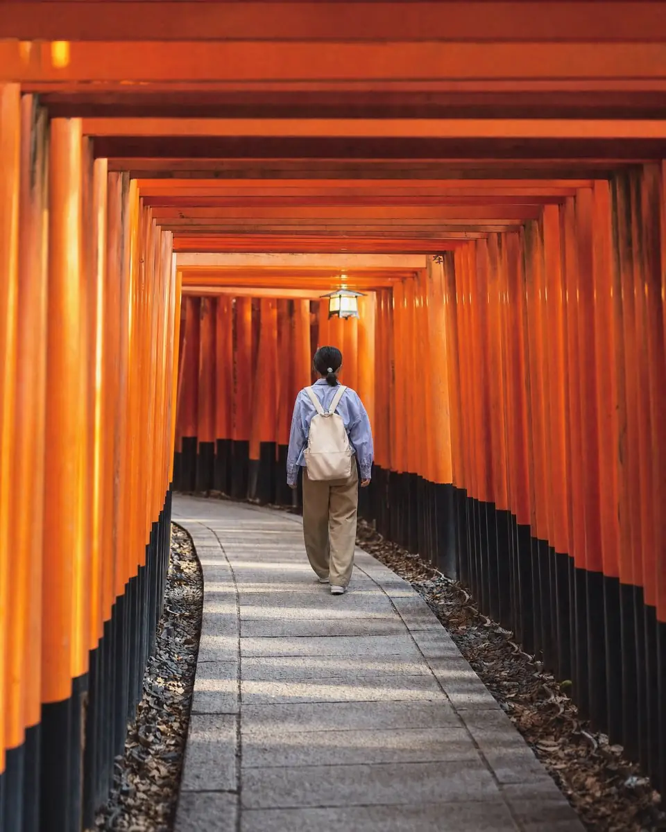 The line of vermilion torii gates at Fushimi Inari