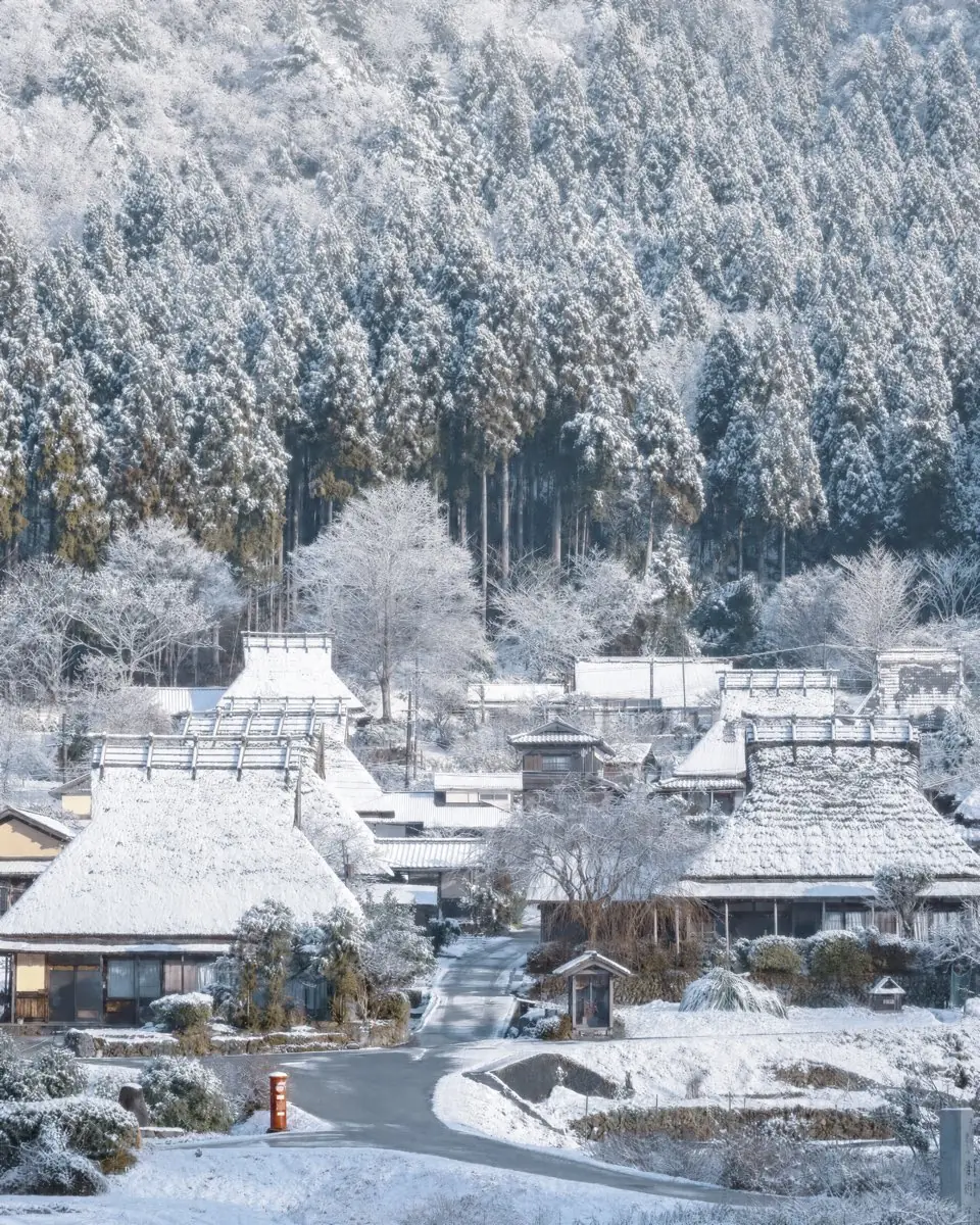 The village of Miyama under snow