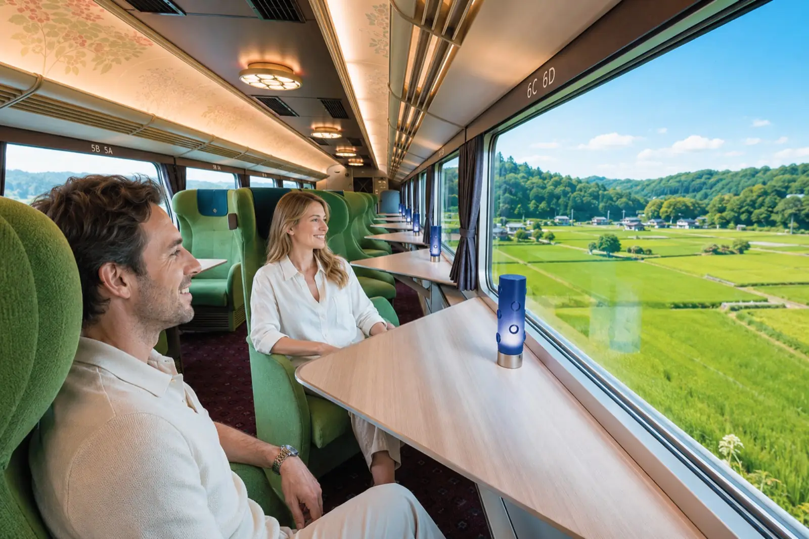 Inside a luxury sightseeing train