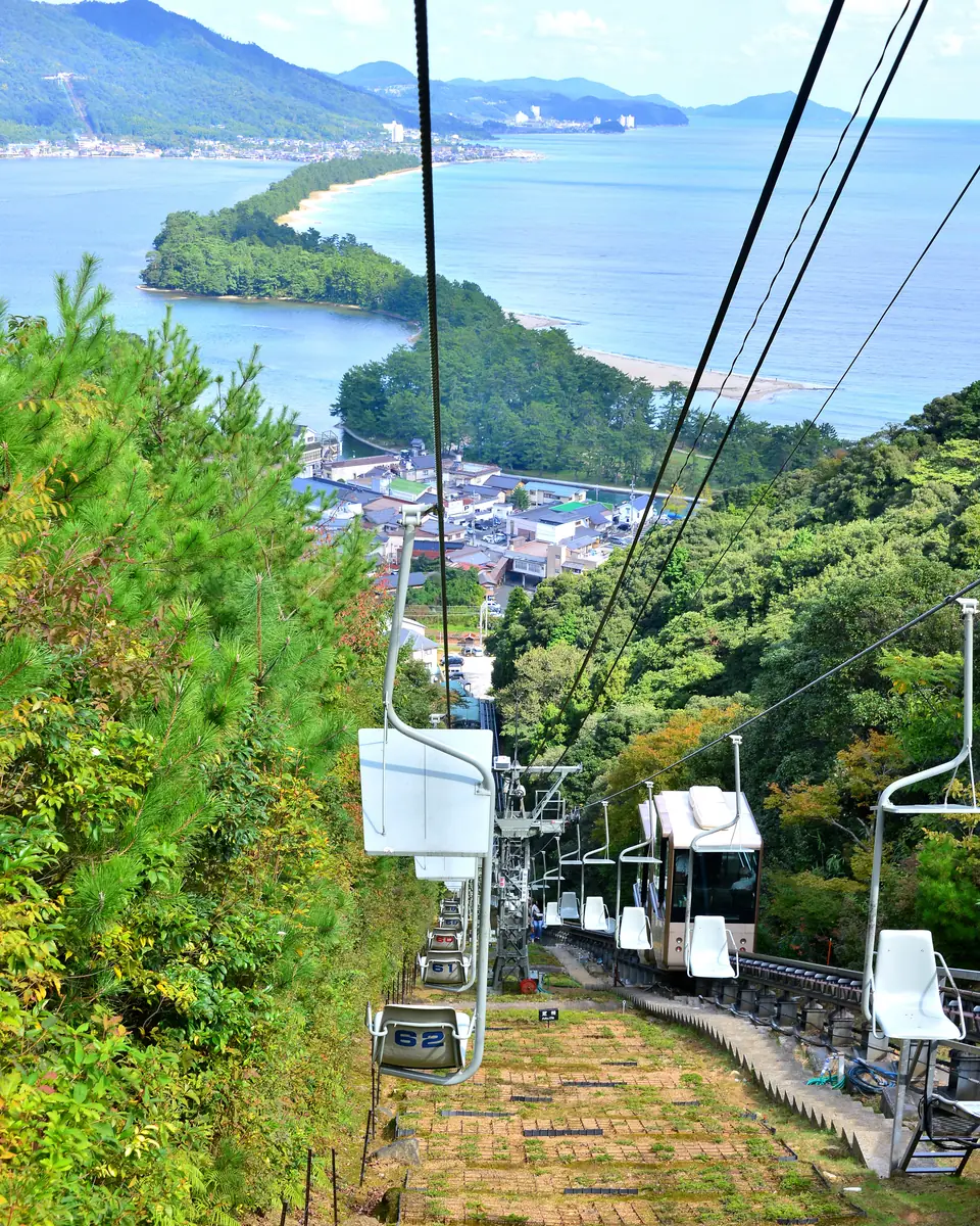 Amanohashidate and the sea beyond the chairlift